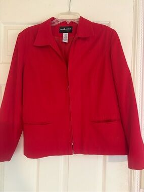 Sag Harbor Bright Red Zip-Front Women's Blazer